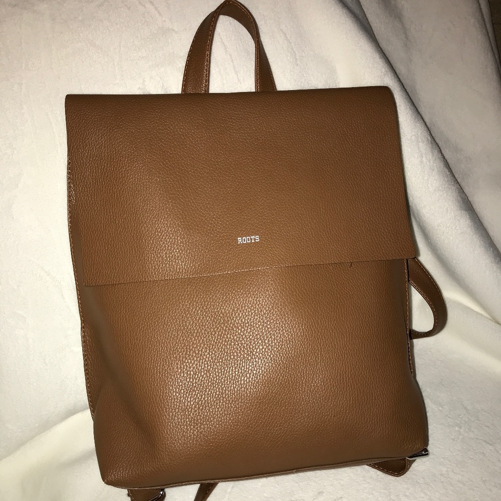Roots backpack. Brown vegan leather.